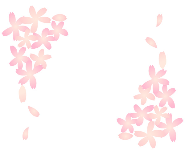 桜の花びらのフレーム　左右に散りばめたデザイン